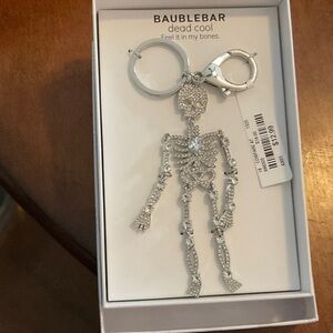 BaubleBar Silver Crystal Skeleton Key Charm